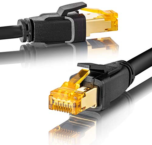 SEBSON Cable de red Ethernet 0,5m CAT 8, LAN patch cable, 40Gbps, S-FTP apantallado, Conector RJ45 para Router, Ordenador, Módem, TV