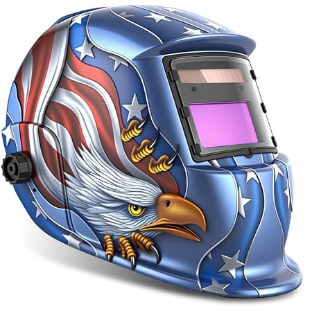 AMTAST Sonnenenergie Schweißhelm Automatik mit breiter Linse Verstellbarer Schattenbereich 4/9-13 für Schweiß-Schleifmaske Blue Eagle Design AST02