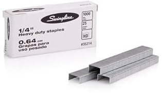 Swingline® Premium Heavy Duty Staples, 1/4 Leg, 100 Per Strip, 1,000/Box