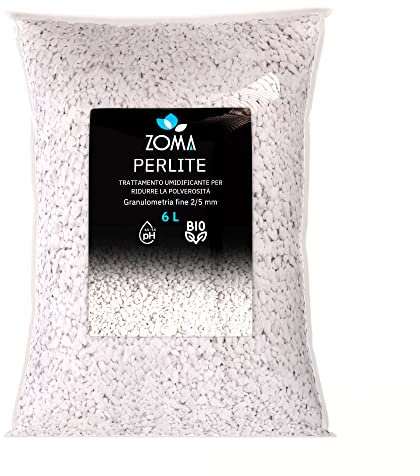 ZOMA - Perlite per Piante in Vaso Leggera e Porosa, Perlite Giardinaggio Ideale per Terricci, per Piante, Ortaggi e Spezie - 6L