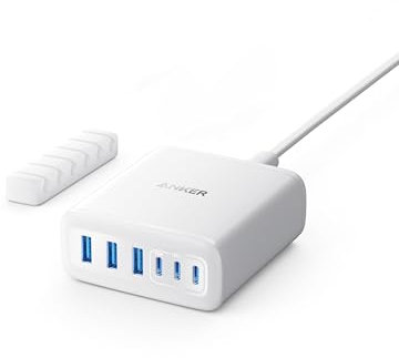 Anker USB-C Ladegerät, 6 Port Ladestation mit 112W Ausgang Leistung, Für iPhone 16/16 Plus/16 Pro/16 Pro Max/15/14/13/12 Series, MacBook Air, Pixel, Galaxy, iPad, und mehr (Ohne Ladekabel)