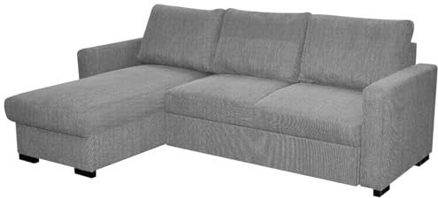RestNest Elegant Sofa Bed | Corner Sleeper Suite 225x150cm | Grey Upholstered Fabric Settee | Universal Reversible Left or Right Hand Layout