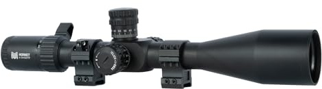 Monstrum Hornet 6-24x50 FFP Rifle Scope | Includes Zero Stop, Bubble Level Scope Rings, and Detachable Sunshade | MIL Reticle