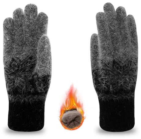 Lång behållare vinterhandskar för kvinnor män damer termiska varma handskar tjock fodrad fleece snö stickad handske kaninpäls mjuka damhandskar & vantar