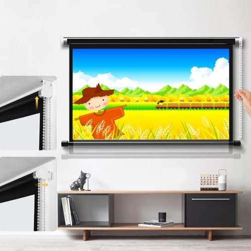 ZYXQQJ 40 50 60 72 Écran De Projection 4K HD Projecteur Portable Écran De Film Manuel Déroulant pour Affichage Public Intérieur Extérieur(50inch-16:9)