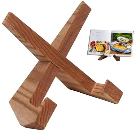 Cookbook Stand, Book Stand, Portable Recipe Book Stand, Solid Wood Craftsmanship Wooden Book Stand for Display Kitchen Recipe Documents Books Tablet Music Scores Magazines Crafts