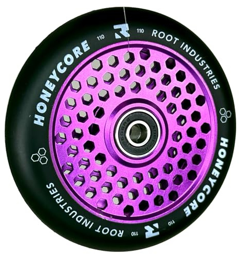 Root Industries Air Honeycore 110 mm Stunt-Scooter Wheel Trick Roller Reservhjul + Fantic26 klistermärke (lila/Pu svart)