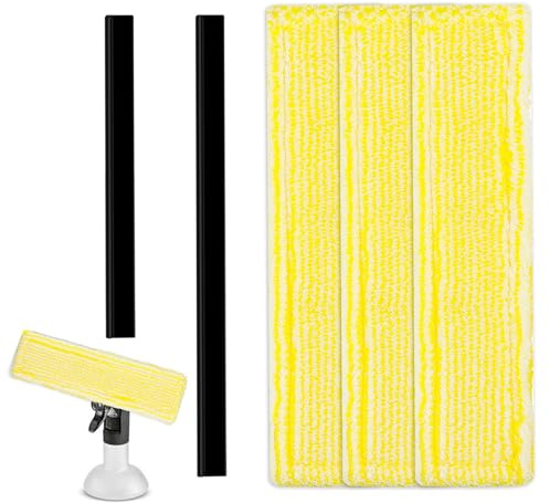 3 Stück Ersatzpads für Kärcher Fenstersauger Zubehör, für Kärcher Fensterreiniger Ersatzteile, mit 2 Stück Gummilippe, Ersatzmikrofaser Wischbezug Fenstersauger Zubehör Pads für WV2 WV5 WV6