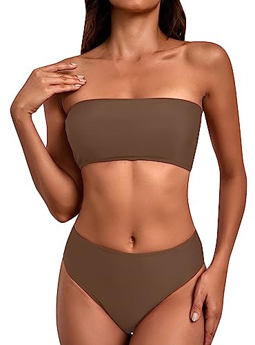 Bikini Set Women's Sexy Elegant Two Piece Swimsuit Triangle V Neck Swimwear Push Up Beach Bikini Curvy Swimsuit Bikini Tops Bikini Bottoms with Padding Without Underwire, brown, M