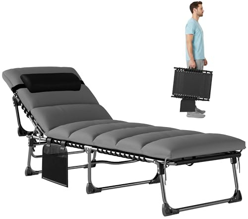Outsunny Chaise Longue Jardin Extérieur Bain de Soleil Pliable Gris Foncé