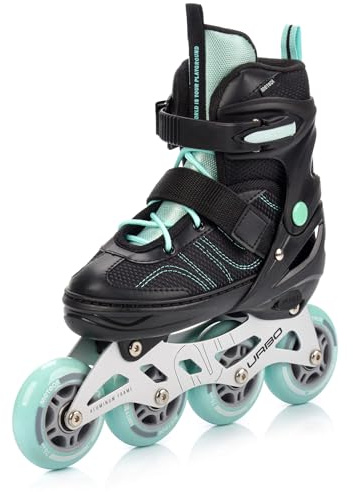 meteor Unisex justerbara träningsskridskor för ungdomar och vuxna nybörjare med ABEC-9 snabblås bakbroms aluminiumguide hjul 76 mm 80 mm storlekar M 34–37 och L 38–41 urbo