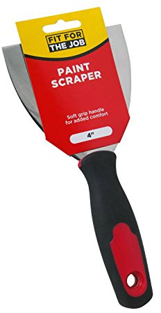 Fit For The Job 4 inch Soft Grip Handle Paint Scraper, Wall Scraper, Stripping Knife for DIY Decorating Paint Removal, Adhesive & Wallpaper Removal, Plaster Scraping, 4 100mm