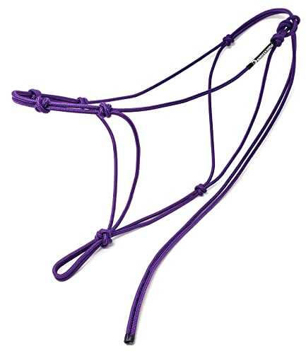 Knotty Girlz 4 Knot Horse Rope Training Halter - 3/16 (5mm) Very Thin! Stiff Polyester Halter Rope (Purple, Standard)