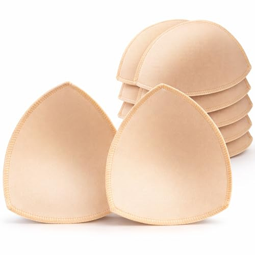 5 Pairs Bra Pads Inserts, Removable, Air Cotton, Foam Sponge, Breathable (Beige, A/B Cup)