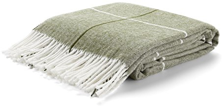 Arus Acrylic Highlands Collection Queen Size Tartan Plaid Design Throw Blanket Green Stripes, 60x80 inches