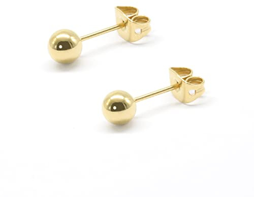 Artskin Orecchini a Sfera in Titanio 3 mm, Oro Ipoallergenici per Ragazze e Orecchie Sensibili
