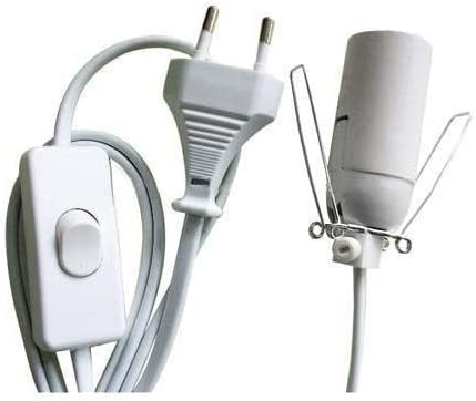 LAMARE Kabel für Salzlampe mit Euro-Stecker und Schalter, weiß, inklusive E14 Leuchtmittel