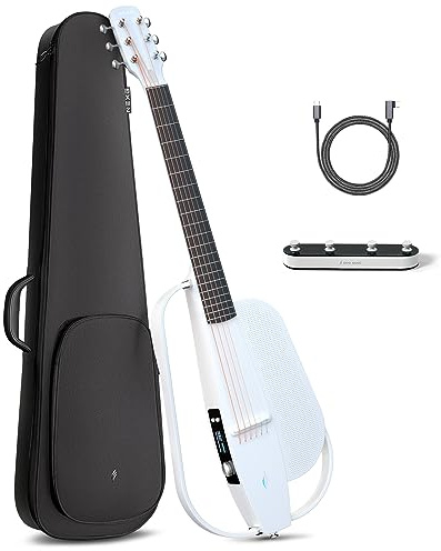 NEXG 2 Carbon Fiber Guitar Sets - Basic Edition 38 Inch White Professional Electric Acoustic Guitar Smart Silent Travel Guitar Western Guitar Classical Guitar for Adults Children Beginner Home School