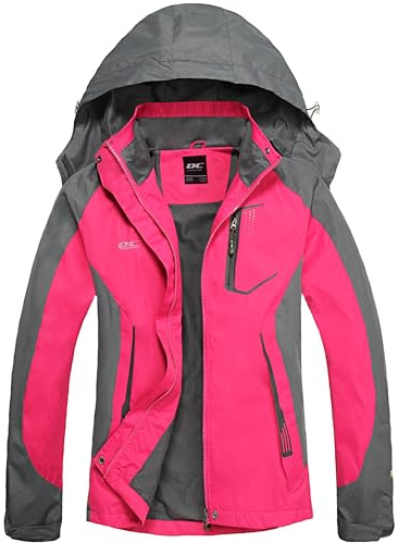 DCmount Womens Waterproof Jacket Ladies Hooded Raincoat softshell