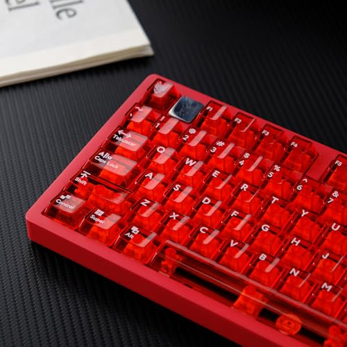 114 Tasten Transparente Tastenkappen PC Cherry Profile Red Keycap Set Fit für Cherry Mx Schalter Mechanische Tastatur