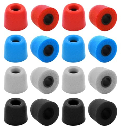 Almohadillas de espuma viscoelástica arrderly, 16 unidades, rojo, azul, negro, gris plateado, compatibles con auriculares y audífonos