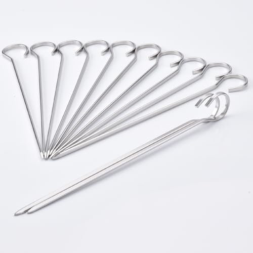 HONSHEN Spiedini piatti in acciaio inox da 17,8 cm, spiedini corti per barbecue, spiedini per barbecue, spiedini per shish kebab, kebab, spiedini per grill, 12 pezzi (barbecue piatto da 18,8 cm, 12