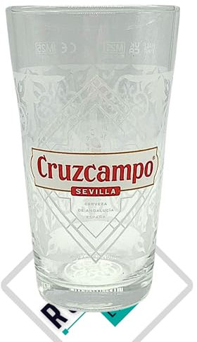 Cruzcampo - Vaso de media pinta nucleado de 10 onzas, vaso de media pinta Roxley