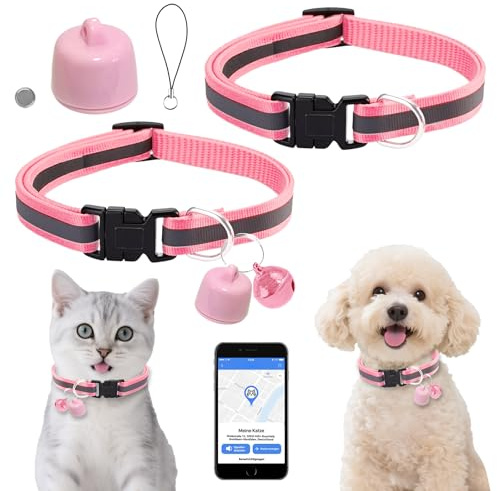 Tracker GPS per gatti e cani, compatibile con iOS e Android, monitoraggio della posizione in tutto il mondo, collare GPS per gatti con tracker senza abbonamento, mini localizzatore per animali