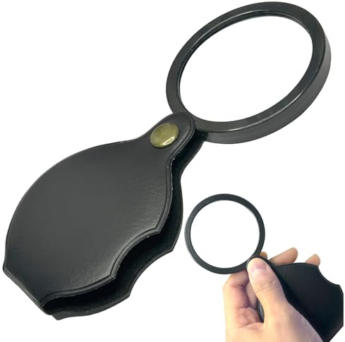Lupa de bolsillo 20X, lupa plegable HD para leer, mini lupa portátil para libros, mapas, monedas y personas mayores (negro)