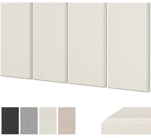 TONOR 4PCS Fiberglass Acoustic Panels, 23.6 x 11.8 x 1 Sound Proof Panels for Walls, Acoustic Panels Sound Absorbing for Interior Wall Decor for Studios, Living Room, Theater, Beige
