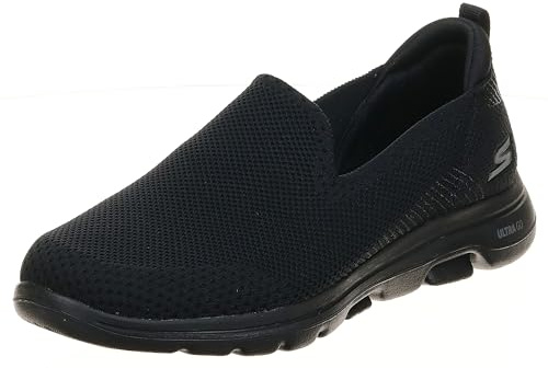 Skechers Go Walk 5, Sneaker Infilare Donna, Nero Black Textile Trim, 42 EU