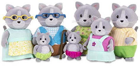 Li'L Woodzeez - Los Gatos Daintypaw Familia de Gatos Daintypaw - Set de 7 Figuras coleccionables de Animales rebañados - Muñecas Articuladas - Juguete para niños a Partir de 3 años