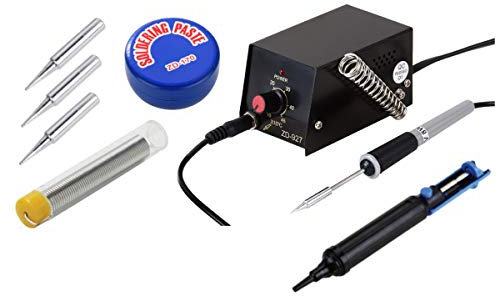 ZD-927 - Estación de soldadura profesional compacta de 8 W con 3 puntas + bomba desoldadora aspira estaño + pasta de soldadura con lápiz soldador de estaño para circuitos electrónicos punta ultra fina