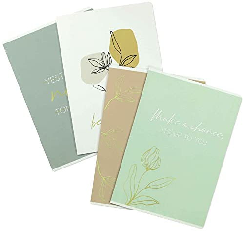 Papierdrachen 4 hochwertige Schreibhefte für Jugendliche und Erwachsene - DIN A4 | liniert und kariert 32 Seiten - Motiv Mint Gold - perfekt für Uni und Büro - Set Nummer 7-16 Blatt