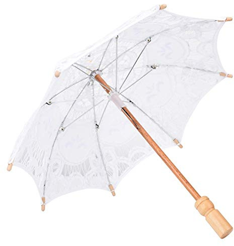 EVTSCAN Parapluie en Coton en Dentelle de mariée pour Les fêtes de Mariage Danse Accessoire de Photographie(White(S))