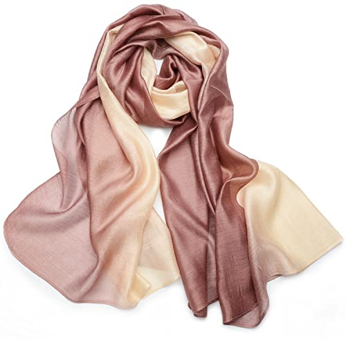 SNUG STAR Cotton Silk Scarf Elegant Soft Wraps Color Shade Scarves for Women (Gradient - Beige)
