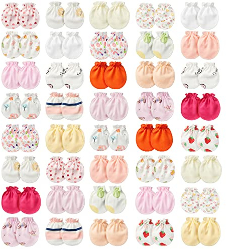 Geyoga 40 Pairs Newborn Baby Mittens No Scratch Mittens Soft Elastic Infant Baby Gloves for 0-6 Months