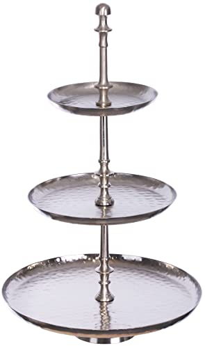 Brandsseller Présentoir à gâteaux en aluminium - 51 cm - 3 étages - Argenté