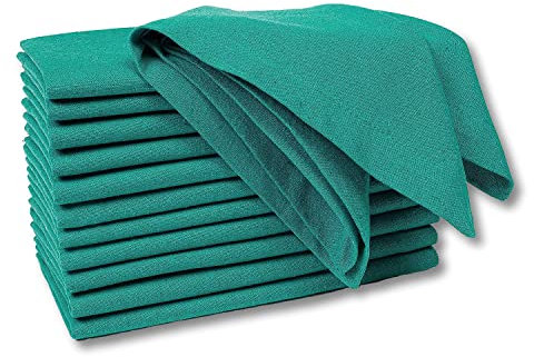 GFI Linen Clubs Servilletas de cena 100% algodón ultra suaves de alta calidad, color verde azulado, 18 x 18 pulgadas, servilletas de tela prelavadas con esquinas ingletadas, servilletas estilo
