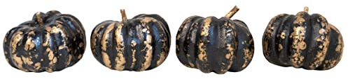 HEITMANN DECO Set di 4 zucche in nero, decorazione autunnale e Halloween, ca. 15 x 15 cm, per tavolo, davanzale e scaffale