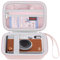 Elonbo Camera Carrying Case Compatible with Fujifilm Instax Mini EVO Instant Camera, Camera Lens Cover Photo Printer Travel Protective Storage Holder,Mesh Pocket Fits Film Charger,Pink+Inside Pink