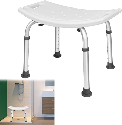 Suusolny Duschhocker Duschstuhl Badhocker Höhenanpassbar 38-53cm Duschsitz für Menschen Kinder Senioren bis 136KG
