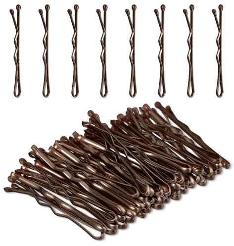 Amabro Lot de 50 mini épingles à cheveux ondulées en métal de 3,5 cm pour femmes, enfants, cheveux longs, raides et bouclés, tous types de cheveux (marron)
