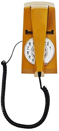 Artisam Retro Corded Wall Telephone, Vintage Landline Rotary Dial Phone for Home Office Hotel School (Light Coffee)