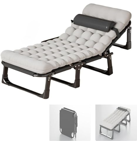 Hopfällbar Säng Med Madrass, Hopfällbar Campingsäng For Vuxna Bärbara Gästsängar Med 4 Justerbara Positioner For Hemmakontor Inomhus Utomhuscamp Strandsemester(190 * 68 * 28cm)