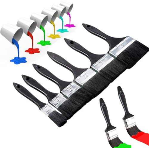 Set of 6 Pcs Fence Paint Brush, 1.5-4 Inch Wallpaper Brush, Paste Brush for Wallpapering, Ideal for DIY & Craft Projects (6 Size)