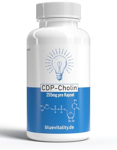BlueVitality | CDP-Colina (Citicolina) | 255 mg por cápsula | 180 cápsulas | Suministro para 6 meses | Dosis alta | Vegano y probado en laboratorio