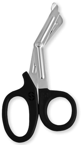 Utility Scissors Trauma Shears, Titanium Bandage Shears Bent Stealth tuff Cut Emergency Room First Aid Scissors, Bandage Tuff Cut for Nurses Paramedics Doctors Students (Black, 6 Inches(15cm))