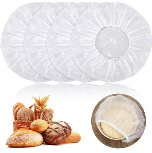 4 Pcs Reusable Bowl Covers, Bowl Covers For Bread Proofing 12 Elastic EVA Sourdough Bread Cover Shower Caps for Sourdough Breads Compatible with Round/Oval Banneton Baskets