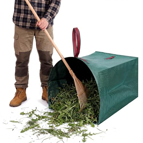 Dntorx 200L Garden Waste Bag, 1Pack Bin Bags with Dustpan Open and Handle | Dustpan-Style Opening, Heavy-Duty PP, Foldable Design, Reusable for Leaves, Grass, Garden and Construction Debris